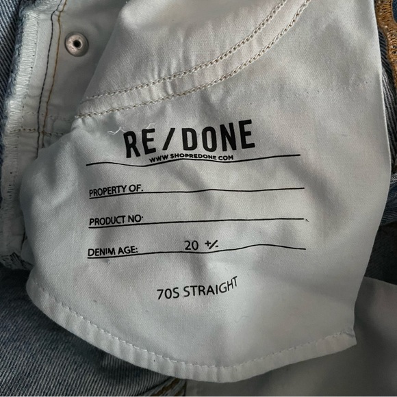 Re/Done 70s Straight Destroyed Sunfaded Indigo Jeans Size 25 - Picture 12 of 12